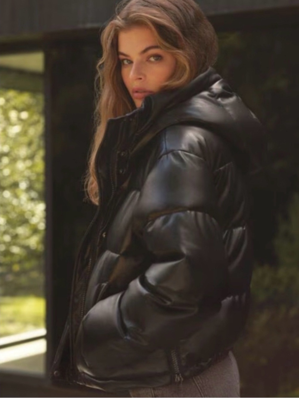 Dynamite Black Quilted Puffer Jacket with Hood